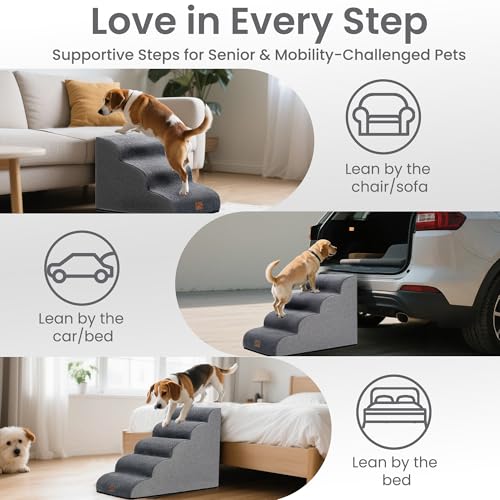 Ramp Dog Stairs for Couch Sofa and Chair 11.8" H (Grey / 2-Step (15.7"D x 15.7"W x 11.8"H))
