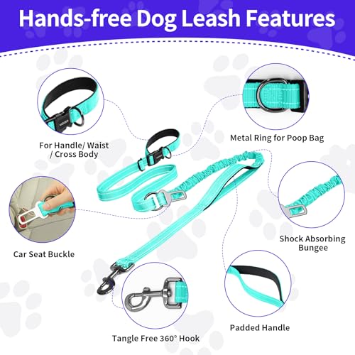 Hands Free Dog Leash by Kazazoo (GREEN / L)