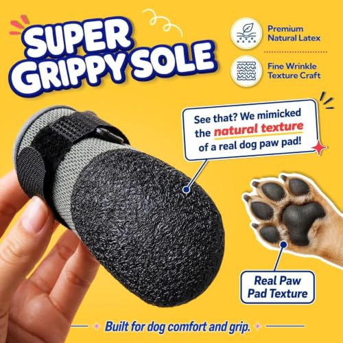 Super-Grippy, Comfortable Sole Dog Summer Shoes for Hot Pavement, S (Gray / S)