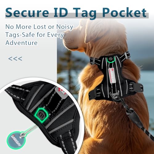 No Pull Dog Harness for Medium Sized Dogs (Medium(Chest:22.5-28") / Black-Oxford)