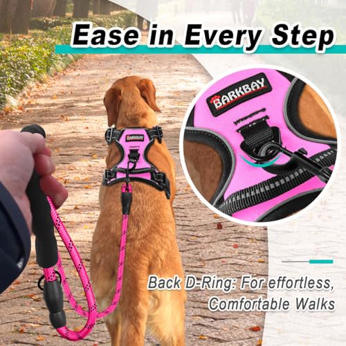 Dog Harness for Medium Sized Dog No Pull 2 Leash Clips Dog Vest (Medium / Pink)