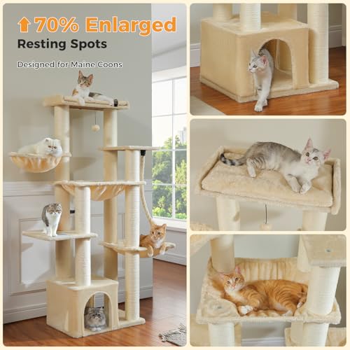 Heavy Duty Cat Tree (Beige / 67in)