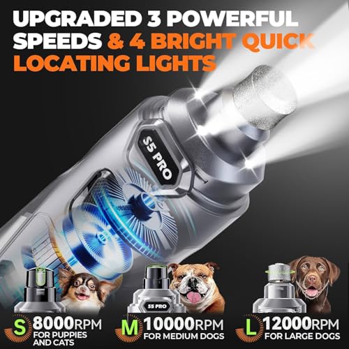 Whisper Quiet Dog Nail Grinder Safe & Stress (Grey)
