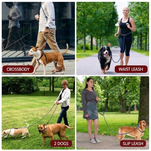 Hands Free Multifunctional Dog Leash for 1 or 2 Dogs (Opera Mauve)