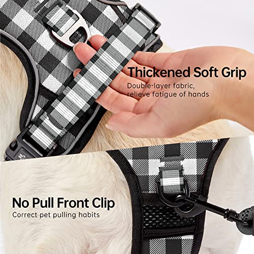 Reflective Dog Harness for Large Dogs (Checkered Black / X-Large)