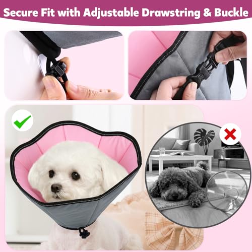 Soft Dog Cone Collar After Surgery (Pink / XL(Neck:13.8"-18.6"/Depth:10.8"))