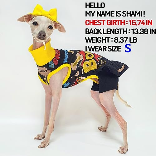 D Doggy Star Italian Greyhound Clothes Stretchable Bow Leggings One (3XL / Ops Bow Black)