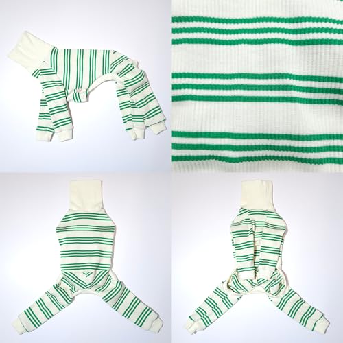D Doggy Star Italian Greyhound Clothes Soft Stretchy Onesie Refined Stripe Outfit Whippet for Dog Coat (S / Onesie Green Stripe)