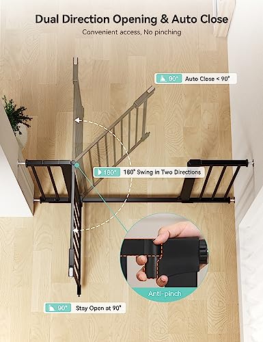 30" Tall Baby Gate for Stairs Doorways (30"Tall 46"Wide / Black)