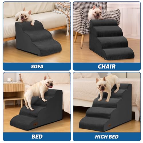Dog Steps for Bed or Couch (Black / Standard 4-Step 17.4"H)
