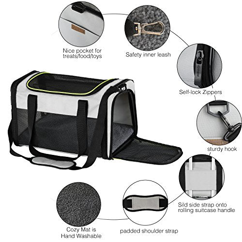 Cat Carrier Portable Foldable Dog Pet Carrier (19.7"L x 12.0"W x 12.0"H / Grey)