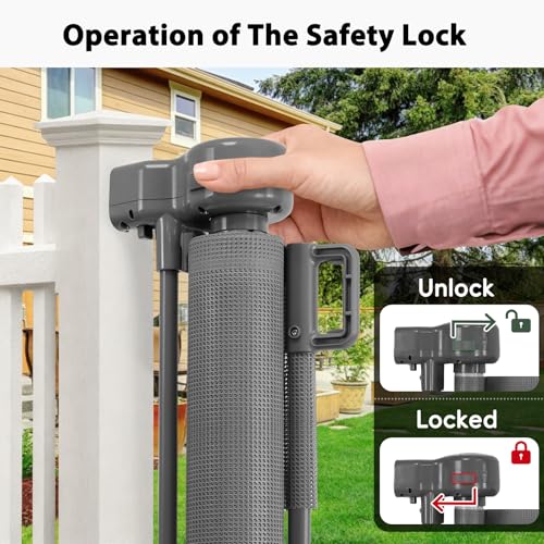 250" Extra Wide Retractable Baby Gates Outdoor Retractable Fence for Garage (Gray / (48" Tall x 250" Wide))