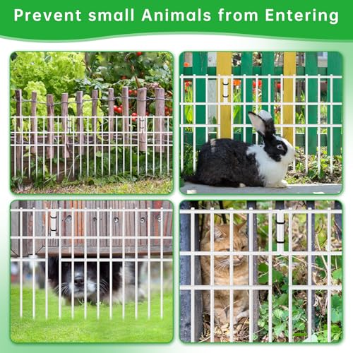 39.5ft(L) X 13in(H) Animal Barrier Fence, 28 Panels No Dig Fence for Dogs, 1.52IN Gap Anti Digging Dog Barrier, Rustproof Metal Garden Edging Border Defense for Outdoor, Yard, Lawn, White (28 Panels, 39.5FT x 13IN / White)