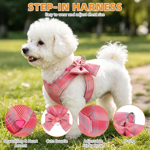 Small Dog Harness and Leash Set (PINK / S (Chest Girth: 13.8"-15.7"))