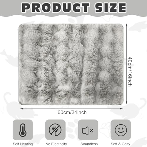 3 Pack Gray Self Warming Cat Bed Indoor 16''x24'' Self Heating Cat Mat Ultra Soft Thermal Kitten Bed Heated Pet Dog Pad Washable Removable for Outdoor Use Non Slip Reflect Body Heat (16''x24'' / Gray)