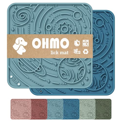 Lick Mat for Dogs&Cats (Dark Blue&Light Blue / 5.9"L x 5.9"W)