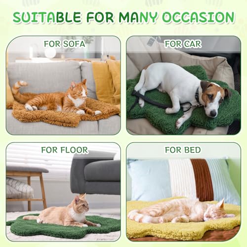 3 Pack Self Warming Pet Bed Leaf Shape Self Heating Cat Dog Mat Washable Thermal Sleeping Pad for Indoor Outdoor Hedgehog (Mixed Colors / Large-19"x29")