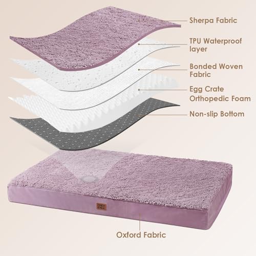 Orthopedic Dog Bed Large with Removable Washable Cover (36*27*3.5 inches / Fog Purple)