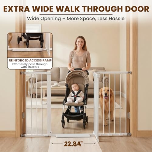36" Extra Tall Baby Gate for Doorways (White / 29.7-57"W x 36"H)