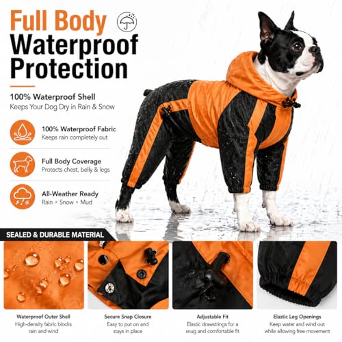 Welsh Corgi Dog Hooded Raincoat (D-L (for Corgi) / Orange)
