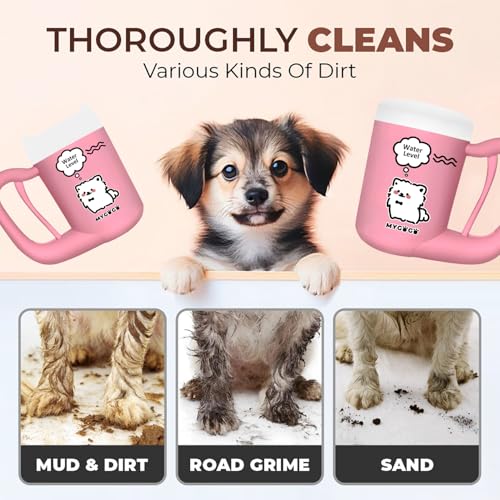 Semi Automatic Paw Cleaner for Small Medium Dog Breeds (Pink / Medium)