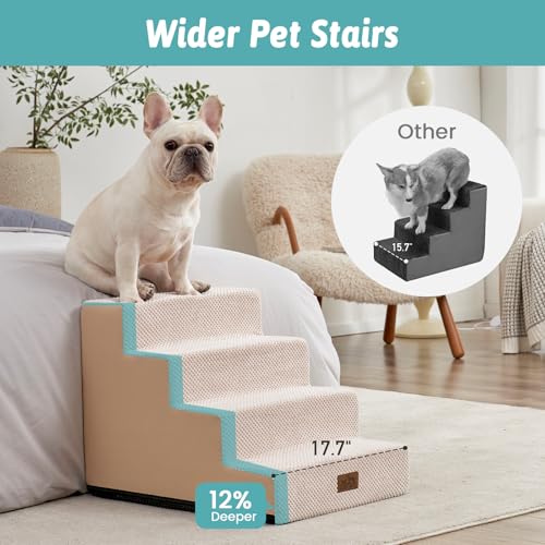 Dog Stairs for Small Dogs (Beige / 17.7x23.6x17.7 inch)