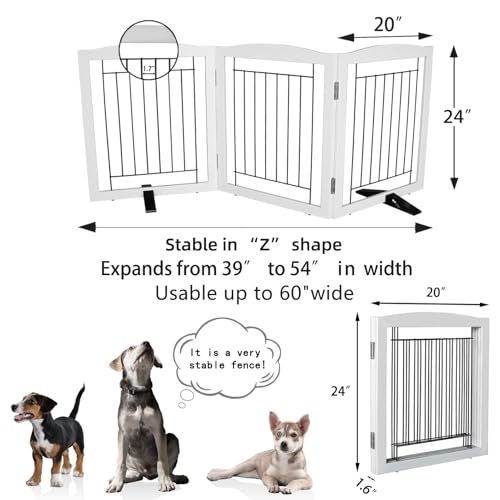 Freestanding Dog Fence Indoor (White / 【3 Panels】60''w x 24''h)