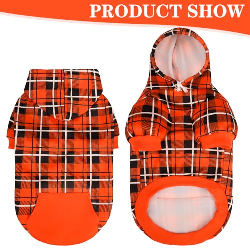 Plaid Dog Hoodie (Small / Orange)