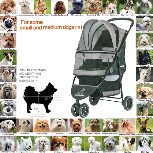 Escort 3 Wheel Dog Cat Pet Stroller for Small (Grey / 33x37 Inch (Pack of 1))