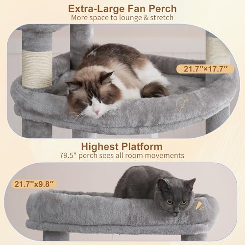 Tall Cat Tree for Large Cat (Light Gray / 80 inch)