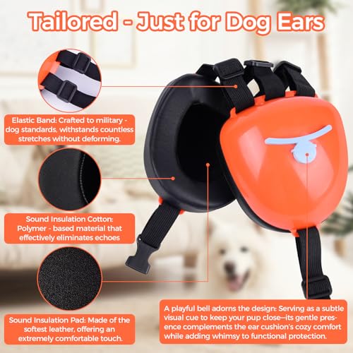 Dog Ear Muffs for Noise Protection (Orange / Large)