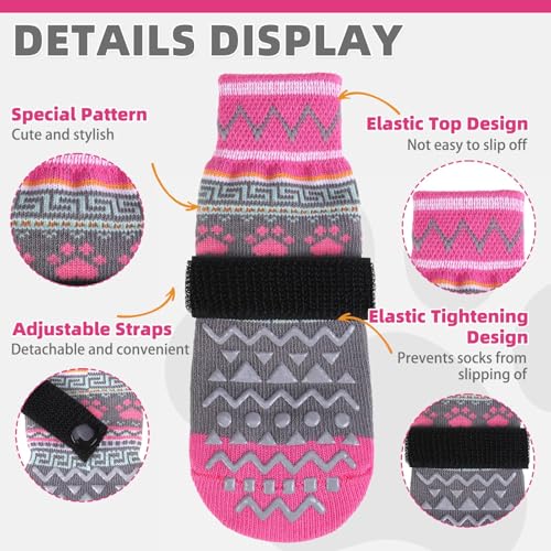 Dog Socks Shoes for Hot Pavement (Grey Paw / Large(4 Pack))