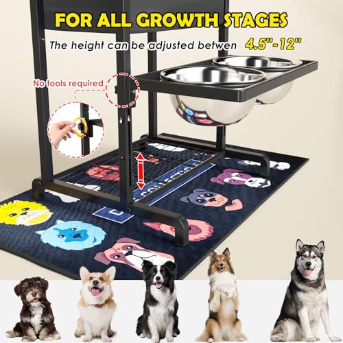 Elevated Dog Bowls (Storage Station & Adjustable Stand 4.5-12" / Large Dogs)