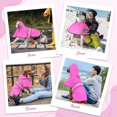 Dog Raincoat Waterproof Dog Rain Jacket with Leash Hole (Small / Pink)