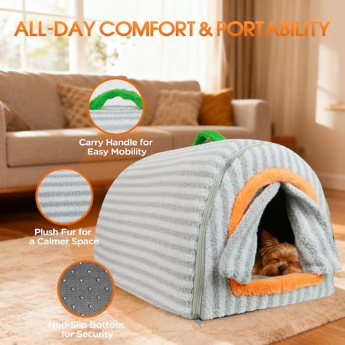 Dog House Indoor for Small Dogs & Cats (Grey / S-16x14x10")