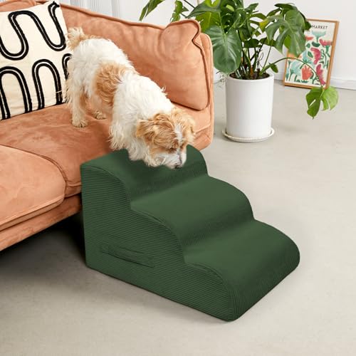 3 Step Dog Stairs Pet Ramp for High Beds (Green / 3-Step 16"H)