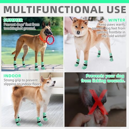 Dog Socks for Hot (Leopard Green / Medium (4 Pack))