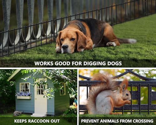 19.83ft(L) X 13inch(H) No Dig Fence, 14 Panels Animal Barrier Fences Rustproof Metal Bottom Fencing Border, Rabbits Dog Digging Blockers Ground Stakes Defense for Outdoor Landscape Patio (14Pcs, 19.83ft(L) X 13inch(H) / Black)