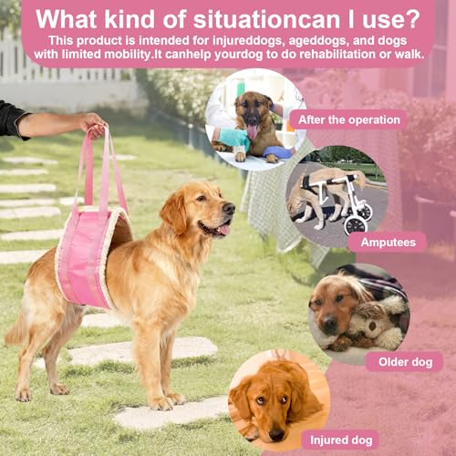 20 150lb Dog Sling for Large Dogs Hind Leg Support (Pink)