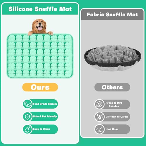 Silicone Snuffle Mat for Dogs 23.6"x 15.7" Large Slow Feeder Mat (Green:23.6"x15.7")