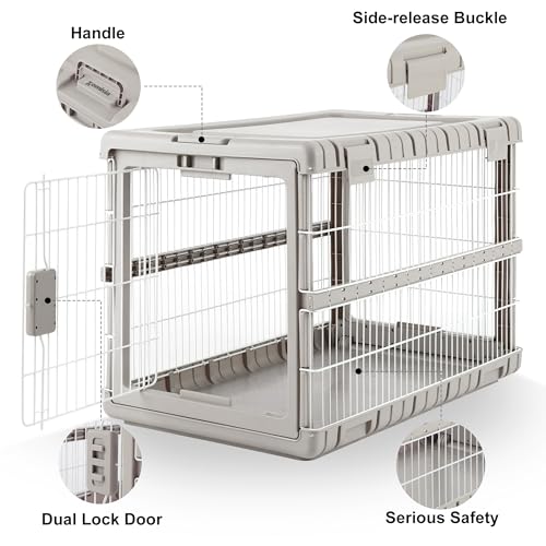 36" L Collapsible Dog Crate for Dogs (Beige / 36.42 x 24.2 x 26 in)