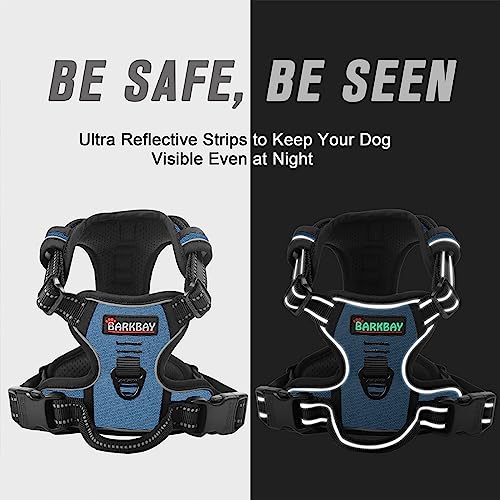 Dog Harness No Pull for Large Dogs Front Back Clips (Large(Chest:24.5-32.5") / Navy)