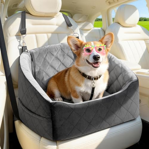Dog Car Seat for Small Dogs Up to 30 Lbs (Grey-Black / Small)