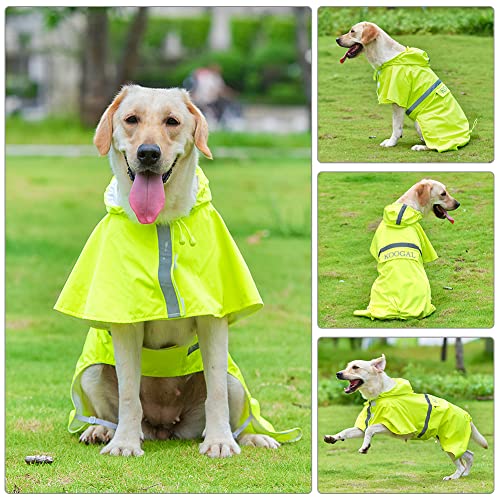 Dog Raincoat Waterproof Hooded (Fluorescent Yellow / 4XL-Fit for 50 to 77 pounds)