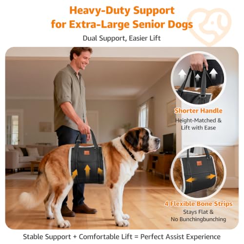 Dog Sling for Extra Large Dogs Hind Leg Support Weak Rear Leg Aid (Black / XX-Large)