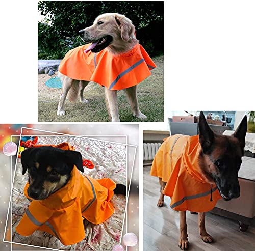 Adjustable Large Dog Raincoat with Strip Reflective (Orange / M)