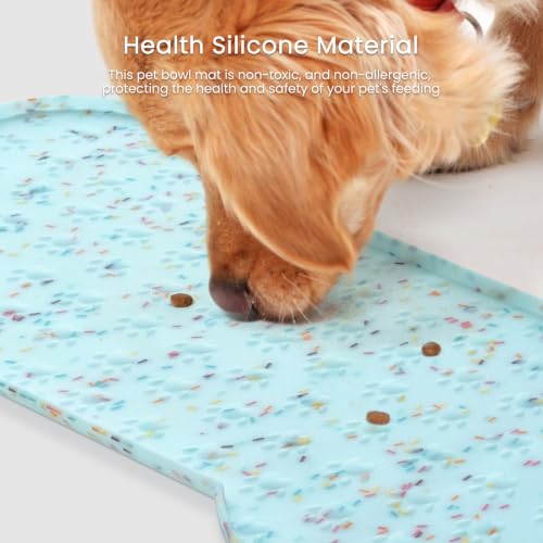 Dog Food Mat Anti (19.4" x 9.8"-2PCS / Donut Blue)
