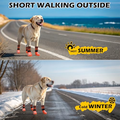 Halloween Anti Slip Dog Socks to Prevent Licking Paws (Medium (4 Count) / Halloween Orange)