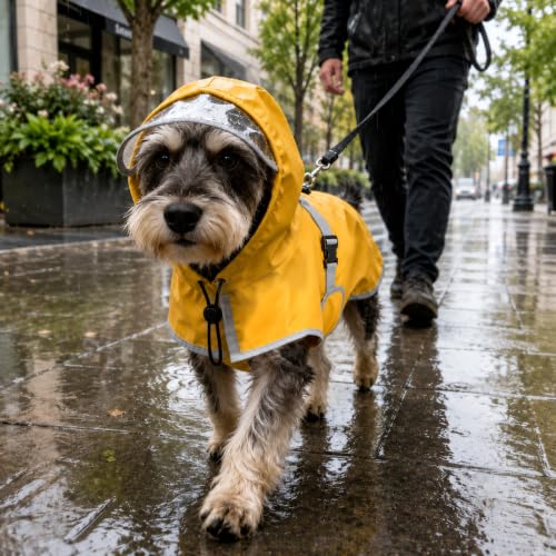 Dog Raincoat Waterproof Reflective Adjustable Hooded Windproof Jacket (Small)