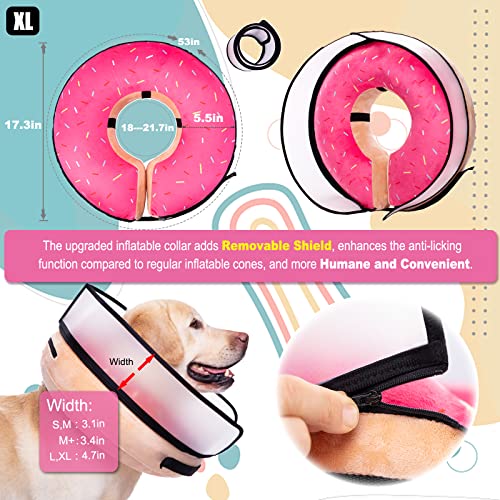 Inflatable Dog Cone Collar with Enhanced Anti (X-Large / Donut Pink)